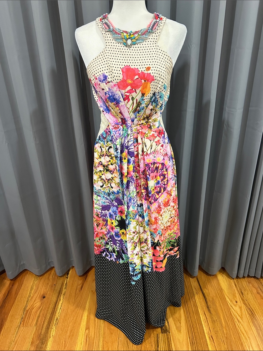 Ranna Gill Multicolor Floral & Polka Maxi Dress